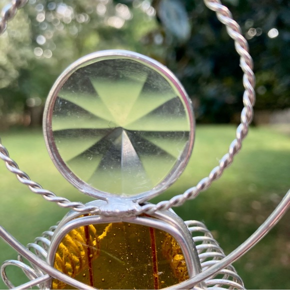 BED BATH and BEYOND Vintage Tealight Candle Stained Glass Angel Amber 7.5 inches - Picture 10 of 11